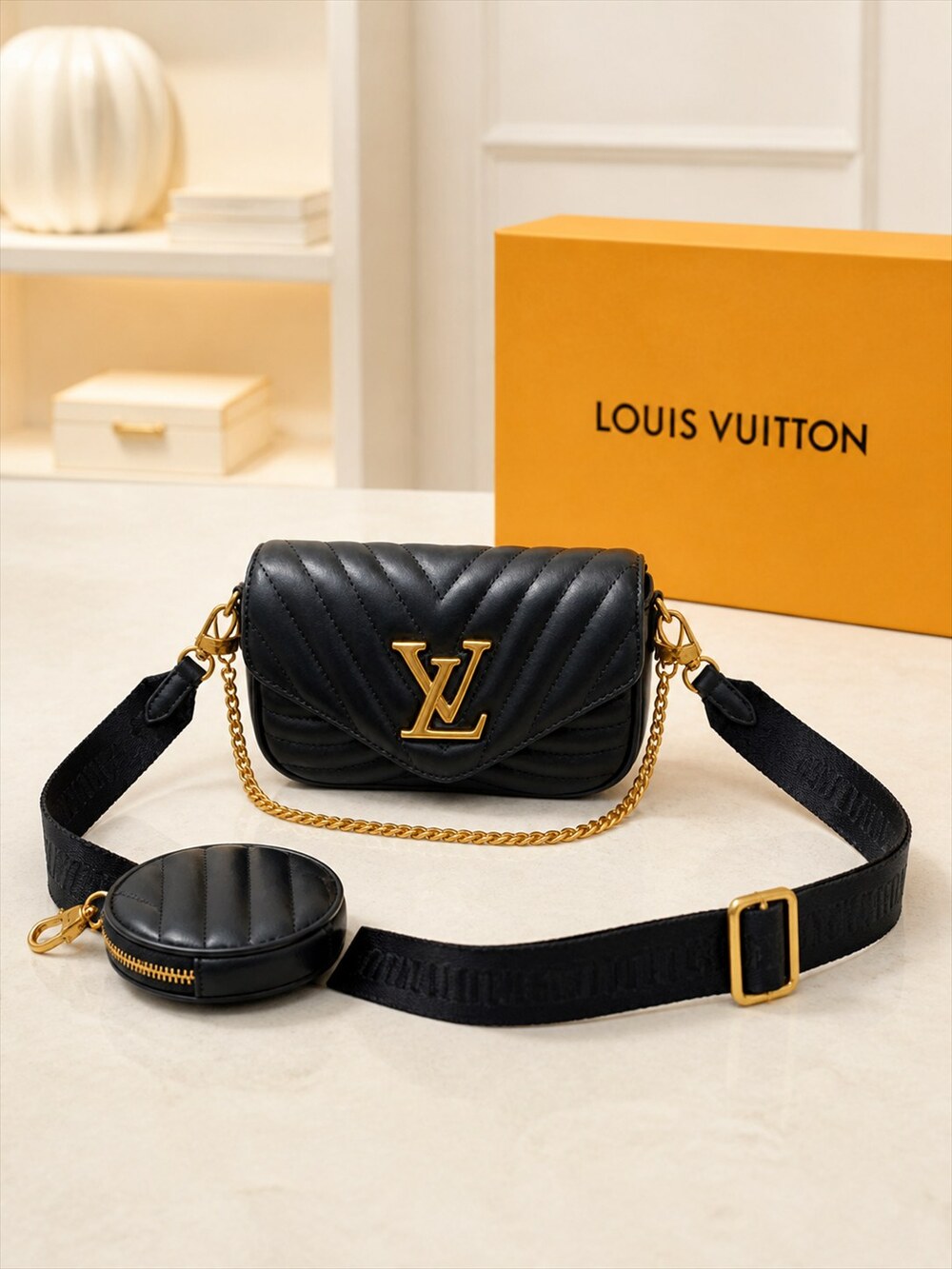 Louis Vuitton Quilted Cowhide Multi Pochette in Black